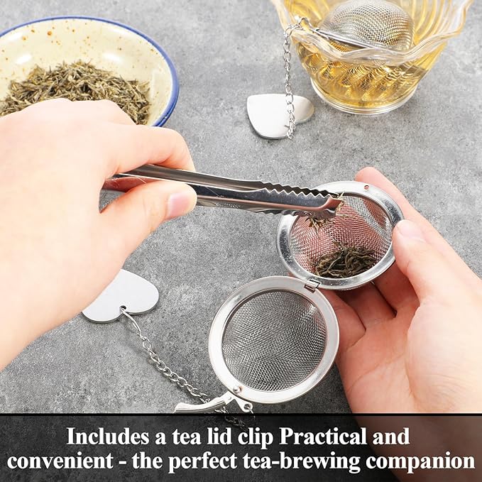 Tea Infuser for Loose Leaf Tea, 2 Pcs Teas Ball Teas Diffuser Steeper for Filtering Stainless Steel Ball Mesh Strainer Filters with Metal Pendant Extended Chain Hook for Loose