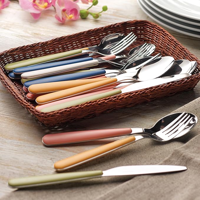 Guzzini - 24 Piece Stainless Steel Cutlery Set, White, "POP" (Navy)