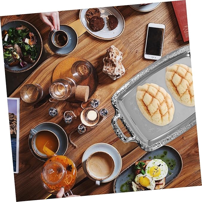 VALICLUD Metal Serving Tray, Decorative Food Storage Plate for Living Room, Tableware Organizer