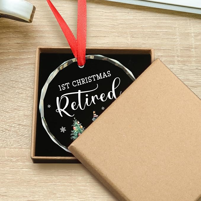 Retirement Gifts for Women, 1st Christmas Retired 2025 Christmas Ornament, Happy Retirement Keepsake for Women Coworker, Boss, Teacher, Nurse, Mom, Friend Retired Gift Ornament