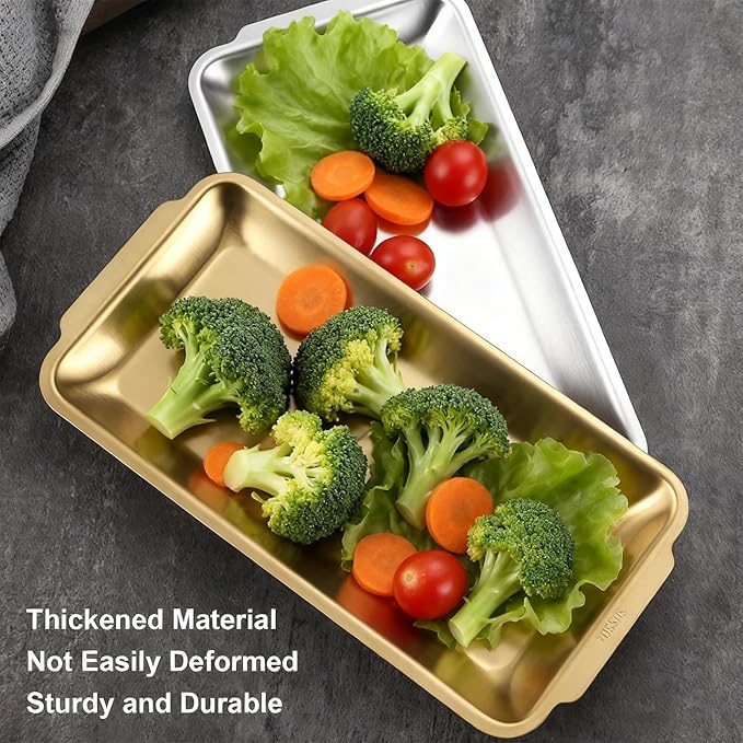 Baking Sheet, Sheet Pans for Baking Stainless Steel, Rectangle Metal Serving Tray with Handles for Dining, Party, Buffet, Dishwasher(Silver,22 * 13.7cm/9 * 5.4in)