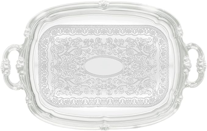 Winco CMT-1912 Oblong Tray with Integrated Handle, Chrome,Medium