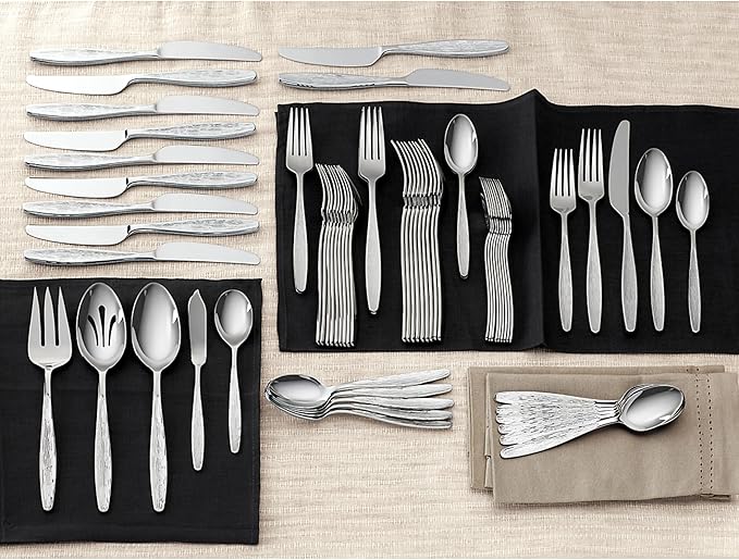 Lenox Emerick 65-Piece Flatware Set, 9.70 LB, Metallic (Pack of 3)