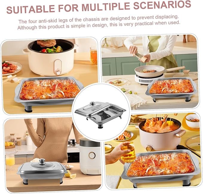 VOSAREA Dinner Plate Stainless Steel Serving Tray Easy to Clean Buffet Tray Cover Party Platters