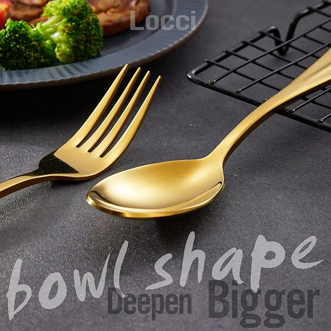 Locci 20 Pieces Gold Silverware Set,18/10 Stainless Steel Flatware Set,Cutlery Set for 4,Dishwasher Safe (Gold)