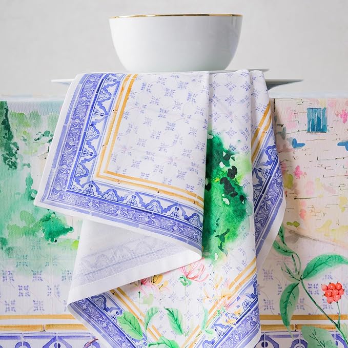 Maison d' Hermine Napkin 100% Combed Cotton Premium Cloth Napkin Decorative Washable Napkins Set of 4 for Home, Kitchen, Dining, Cocktail Parties & Camping - Luberon(20”X20”)