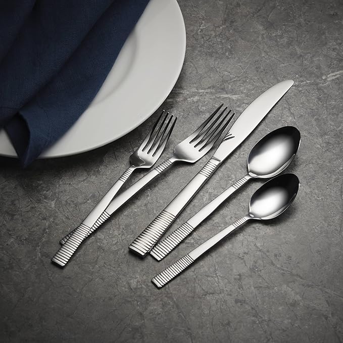 Oneida Paxton 42 Piece Everyday Flatware Set, Service for 8, 18/0 Stainless Steel, Silverware Set