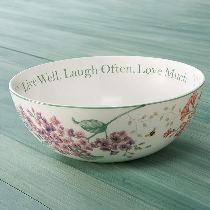 Lenox Butterfly Meadow "Live Well, Laugh Often, Love Much" Serving Bowl, White -