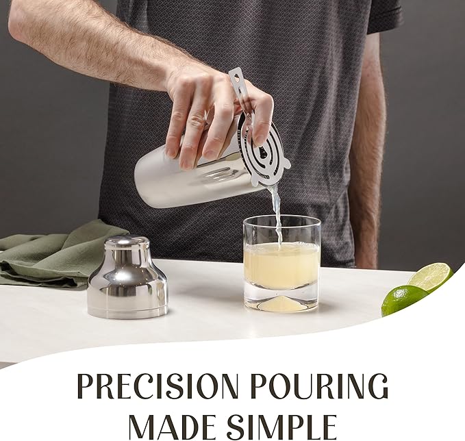 Mixology & Craft Cocktail Shaker Set: 10-Piece Bartender Kit with Stand | Complete Cocktail Kit Gift Set | Top Bartender Gifts for Men & Women | Leak-Proof Design (Silver)