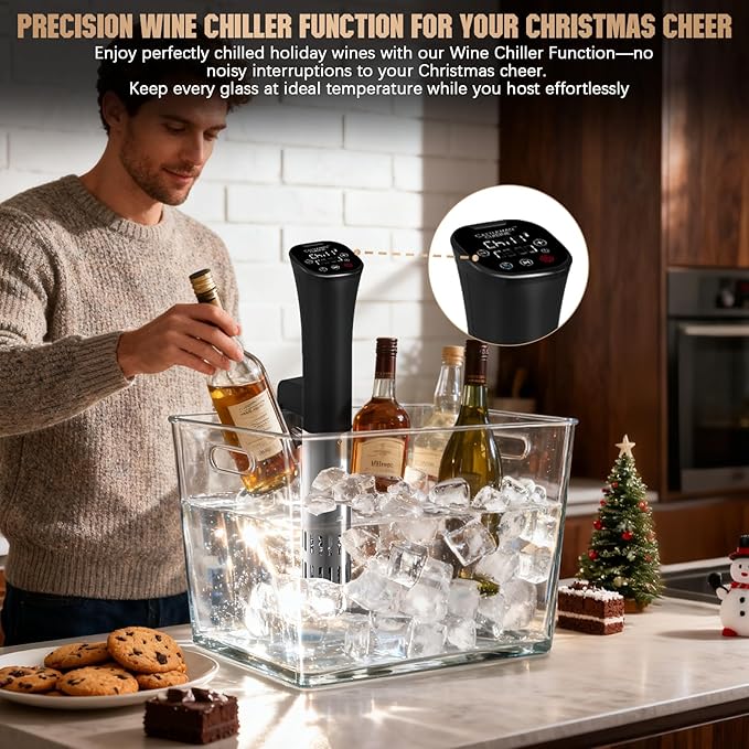 Sous Vide Cooker, Wine Chiller, 1000W, Immersion Circulator Sous Vide Machine, Suvee Cooker with Accurate Temperature & Timer, Fast Heating, Cookbook, Easy to Store, Home Kitchen Use