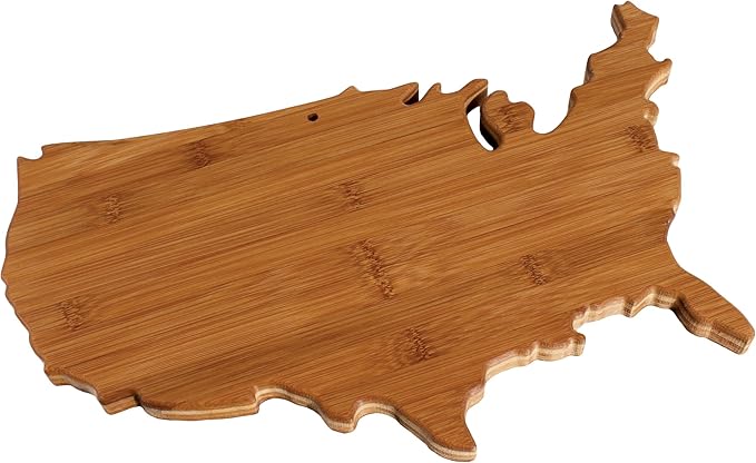 Totally Bamboo United States of America Shaped Bamboo Serving and Cutting Board