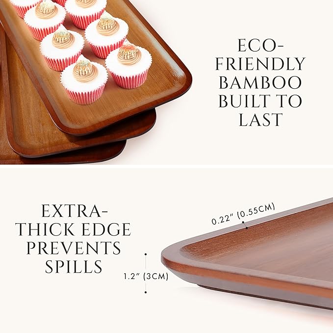 FINESSY 3 Tier Serving Tray, Dark Bamboo Tiered Tray Stand, Cake Stand & Cupcake Holder, Buffet Risers Serving Platters, Dessert Table Display Set, Charcuterie Board Set for Party Hosting Essentials