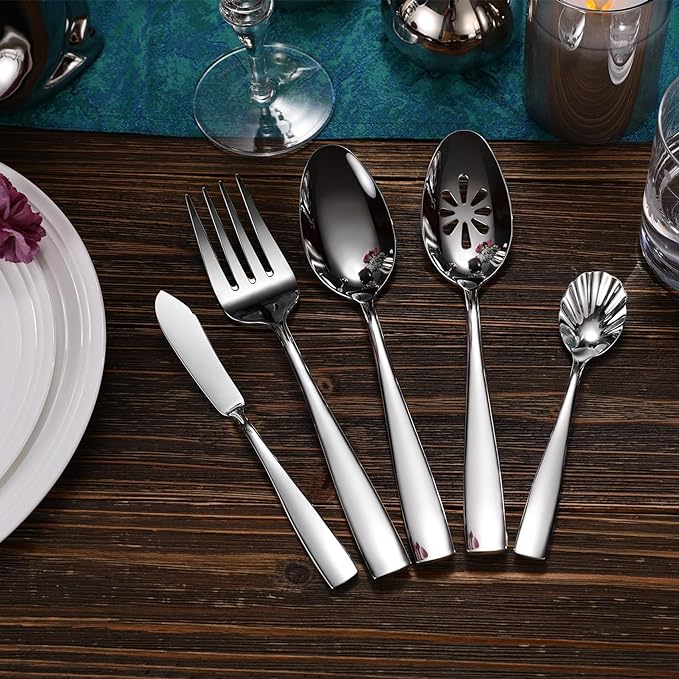 KEAWELL Premium 20/45/65 Piece Louis Silverware Set, 18/10 Stainless Steel, Service for 4/8/12, Fine Flatware Set, Dishwasher Safe (65)