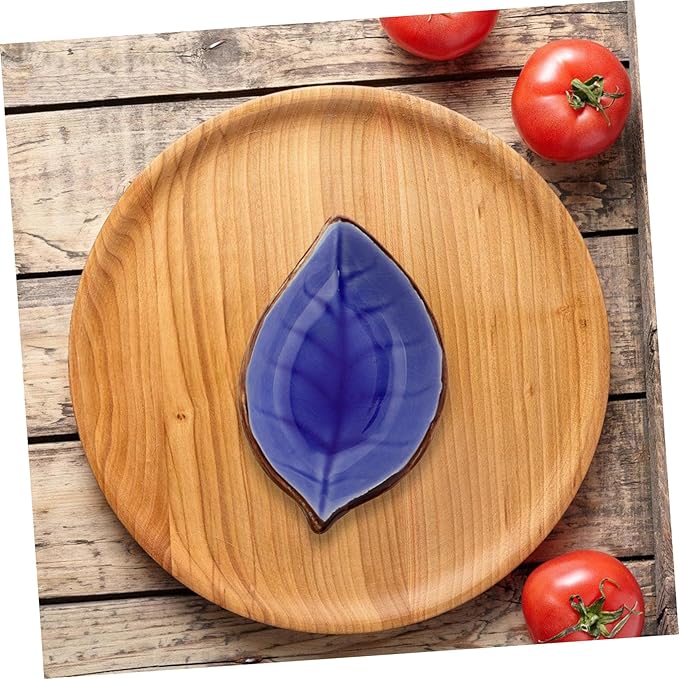 4pcs Leaf Shape Ceramic Appetizer Plates Multi-Functional Seasoning Dishes for Soy Sauce Vinegar and Snacks Kitchen Decor Unique Ice Crackle Glaze