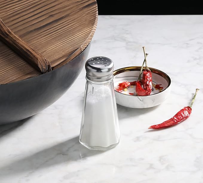 New Star Foodservice 531964 Glass Salt and Pepper Shaker with Stainless Steel Mushroom Top, 3-Ounce, Set of 12