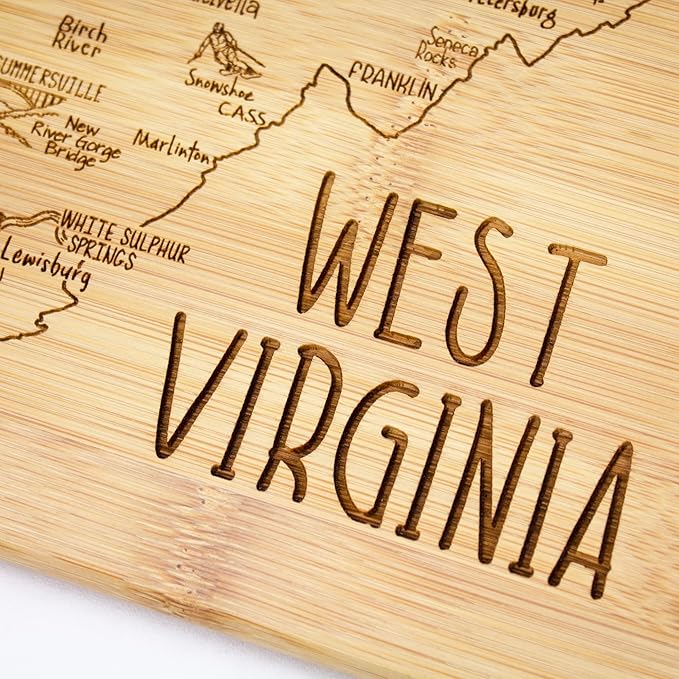 Totally Bamboo A Slice of Life West Virginia State Serving and Cutting Board, 11" x 8.75"