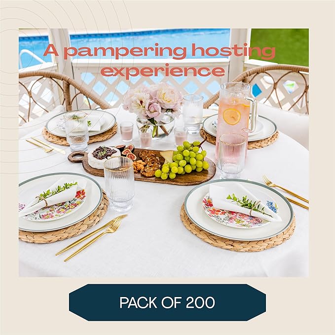 2000-Pack Linen-Feel Dessert And Beverage Napkins - Disposable Cloth-Like Cocktail Paper Napkins - Soft and Absorbent For Bar, Restaurant, Café, Wedding, Parties