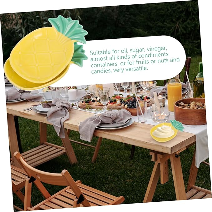 PRETYZOOM 2pcs Pineapple Shaped Ceramic Sauce Dish Set Multifunctional Dipping Plates for Appetizers and Seasoning Kitchen Use