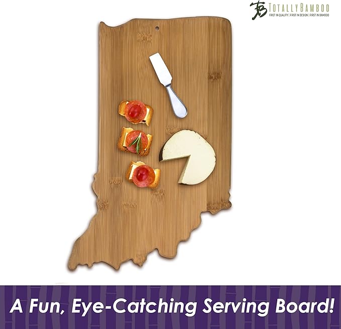 Totally Bamboo Indiana State Shaped Bamboo Serving and Cutting Board