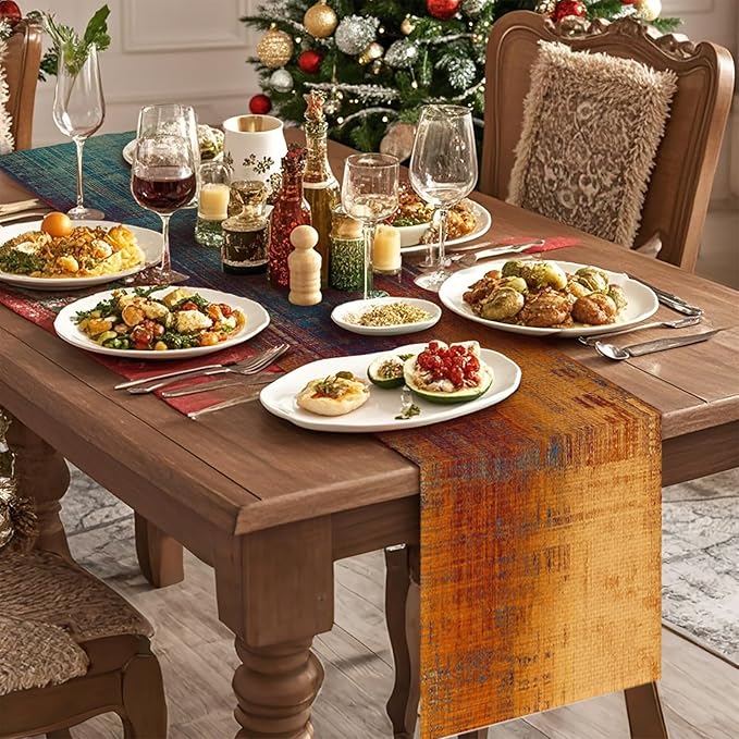 Vintage Rustic Wooden Table Runner Seasonal Farmhouse Kitchen Dining Linen Table Decoration for Indoor Outdoor Home Party Decor 13 x 72 Inch