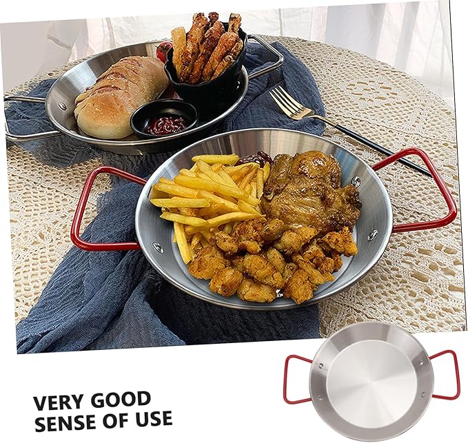 Luxshiny Classic Silver Serving Tray Handles Seafood Pot Tray for Family Dinners