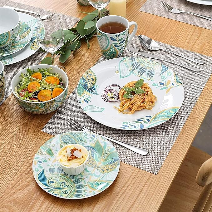 Porcelain Dinnerware Sets Plates and Bowls Sets 32-Piece Porcelain Ceramic Tableware Dinner Set with Dinner Plate, Dessert Plate, Cereal Bowl, 380ml Mug Service