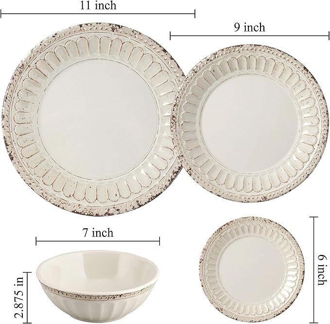 UP UPware Chateau Melamine Round Dessert Plates, Small Serving Plates, for Appetizer, Snacks, and Side Dishes, Sand, 6 Inch, Set of 4