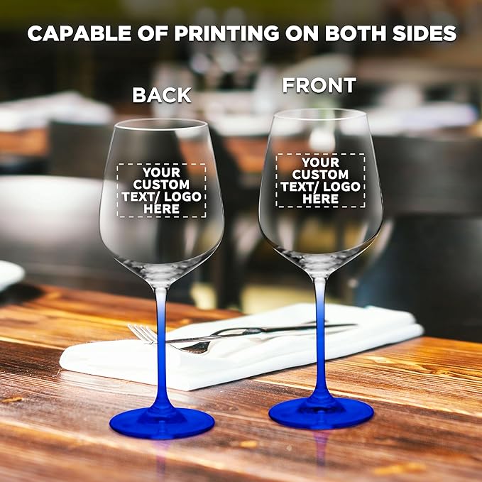 Custom Free Crystal Wine Glasses 17.5 oz Set of 96, Personalized Bulk Pack - Restaurant Glassware, Perfect for Red Wine or White Wine - Blue