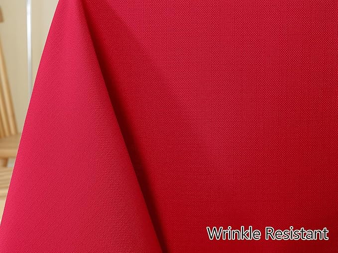 SASTYBALE Christmas Square Tablecloth Spill Proof Wrinkle Free Textured Fabric Table Cloth, Thick Faux Linen Card Table Cover for Xmas Dining, Holiday, Winter, Party (52 x 52 Inch Square, Red)