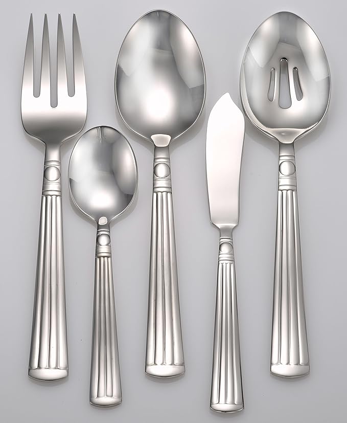 Liberty Tabletop Lincoln 65-piece 18/10 Flatware Set for 12, Includes Serving Pieces Made in USA