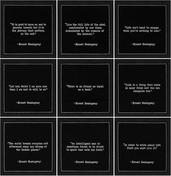 Five Star Hemingway Quotes | Black Cotton Cocktail Napkins | 50 Luxury Disposable Beverage Napkins with Witty Bar Quotes | Drink Napkins for Parties, Bars, Weddings & Game Nights