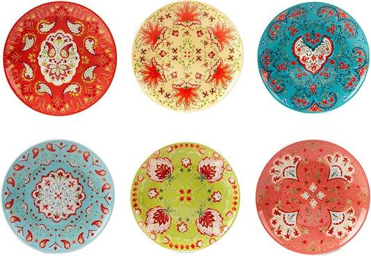 Certified International Francesca 6" Canape/Luncheon Plates, Assorted Designs, Large, Set of 6