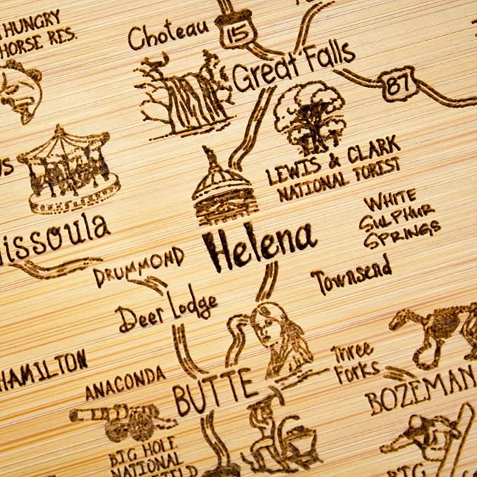 Totally Bamboo A Slice of Life Montana State Serving and Cutting Board, 11" x 8.75"