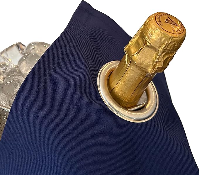 Classic Collection, Bottle Cloth with Metal Ring for Ice Buckets, Cotton, 42 cm, Corner Hole (Royal Blue with Silver Metal Ring, Pack of 5)