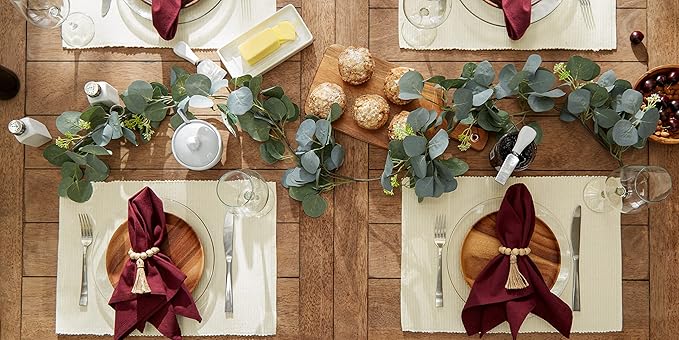 DII Basic Everyday Ribbed Tabletop 100% Cotton, Placemat Set, 13x19, Natural, 6 Piece