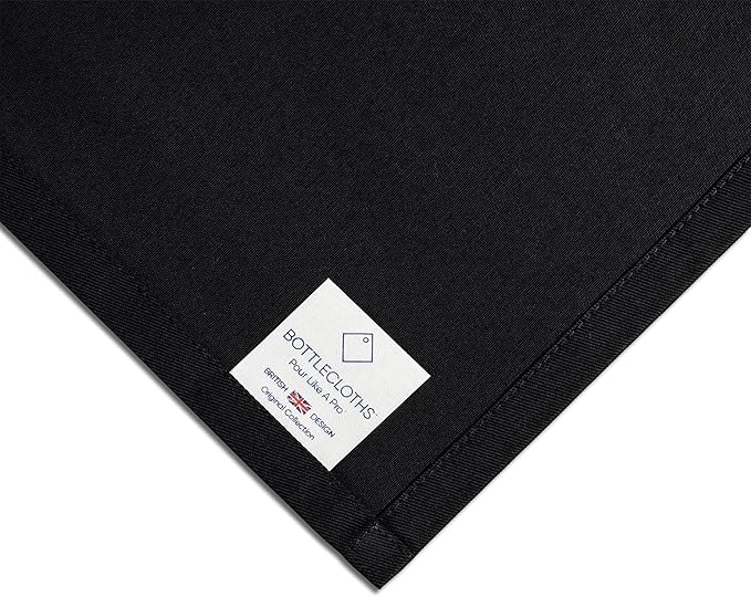 Original Collection, Bottle Cloths for Ice Buckets, Cotton, 42 cm, Corner Hole, Stitched Circle (Black, Pack of 2)