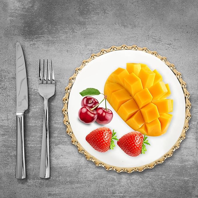 Homoyoyo Gold Platter Elegant Ceramic Plate Set Dinner Plate for Western Food Dessert Plate Household Use