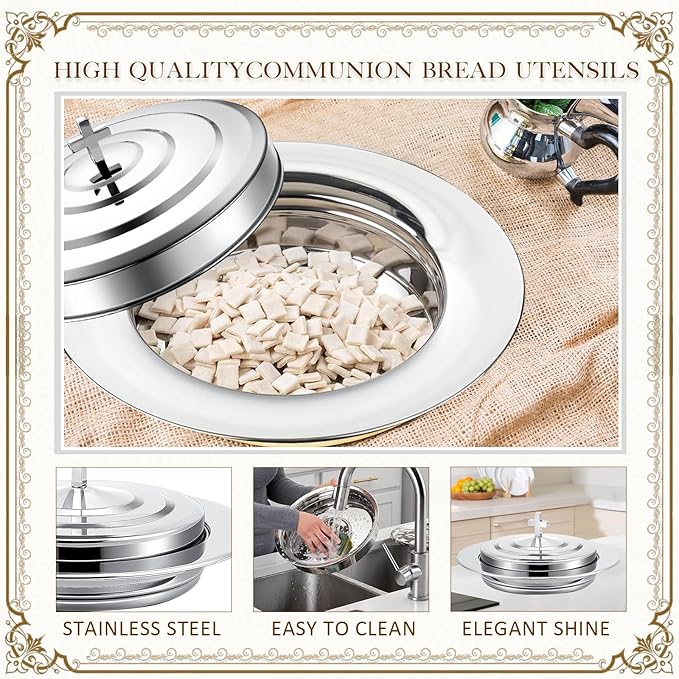 Cmmunion Trays for Churches, Communion Set Communion Tray with Lid Set Communion Plates for Church Supplies Communion Supplies (Silver)
