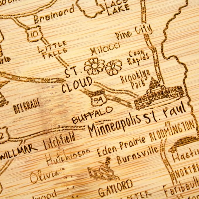 Totally Bamboo A Slice of Life Minnesota State Serving and Cutting Board, 11" x 8.75"
