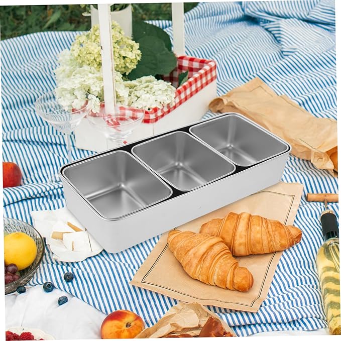 Happyyami 1Set Portable Snack Serving Tray Multi Grid Dried Fruit Snack Box for Outdoor Picnics Elegant Catering Compact Design