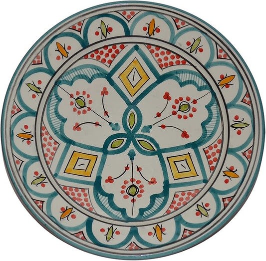 Ceramic Plates Moroccan Handmade Appetizer Tapas Serving Decorative 8 inches Round