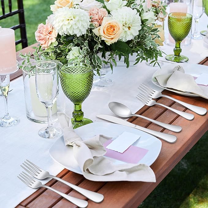 LIANYU 68-Piece Flatware Silverware Set Service for 12, Stainless Steel Cutlery Set with Serving Utensils, Mirror Polished, Dishwasher Safe