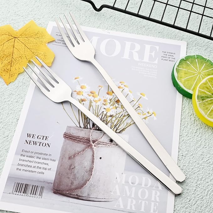 Knives and Forks Set Flatware Set Korean Silverware SUS304 Stainless Steel Kitchen Dinnerware Portable Utensils for Home, Camping Restaurant Christmas Gift - Shiny Silver