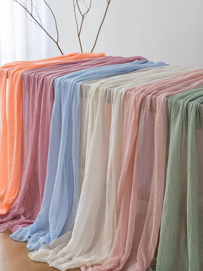 Keketoarrange 6pcs Pink Valentines Decor Table Runner Cheese Cloth Rustic Gauze Cheesecloth Table Runner 120 Inch 10 FT for Wedding Baby Bridal Shower Sheer Boho Spring Home Tea Party Decorations