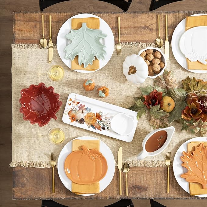 ASHLEY GIFTS 8" Ceramic Leaf Shaped Plate, 2 Assortments. Colors