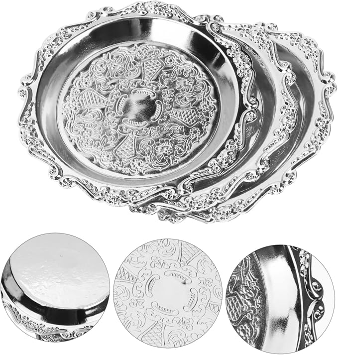 6-Pack Mini Snack Plates 4-Inch Vintage Metal Serving Trays for Fruits Nuts and Candy Decorative Serving Platters for Parties and Gatherings