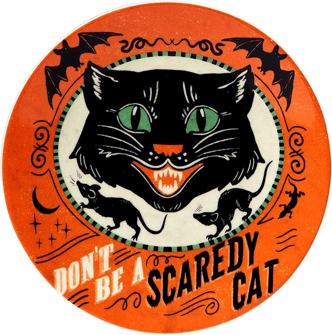 Certified International Scaredy Cat 6" Canape/Luncheon Plates, Assorted Designs, Multicolor, Medium, Set of 4