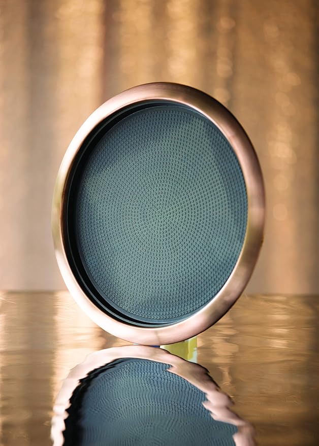 Service Ideas TR1614RIRG Tray with Removable Insert, 14" Round, Stainless Steel, Rose Gold