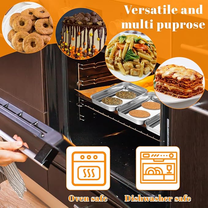 Breading Trays Set of 3 Dredging Trays for Cooking, Stainless Steel Breading Pans Set for Marinating Meat, Chicken, Fish, Food Prep Tray