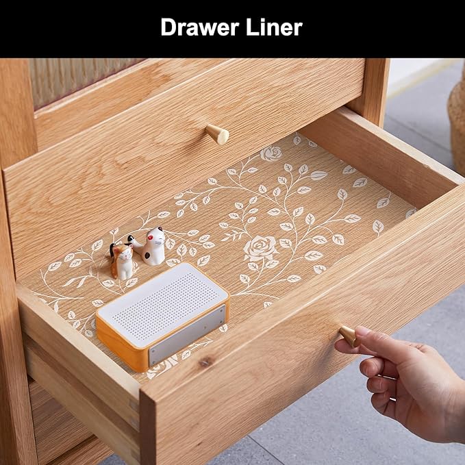 Cooyes Shelf Liner – Premium Non-Adhesive Cabinet & Drawer Liner for Kitchen – Waterproof Shelf Paper with Modern Pattern – Durable EVA Cabinet Mat – Easy to Cut （11.8" W x 118" L）